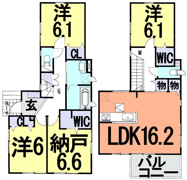 Floor plan. (1 Building), Price 25,800,000 yen, 4LDK, Land area 100.09 sq m , Building area 102.88 sq m