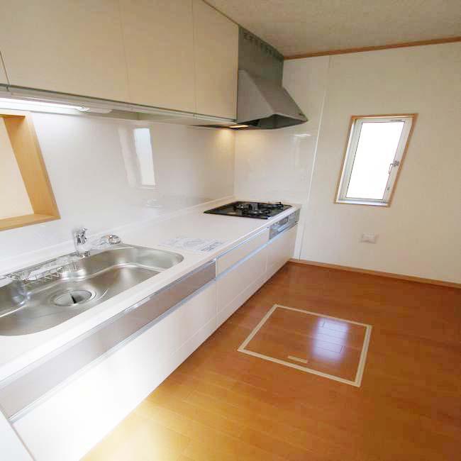 Model house photo. Popular face-to-face system kitchen to wife