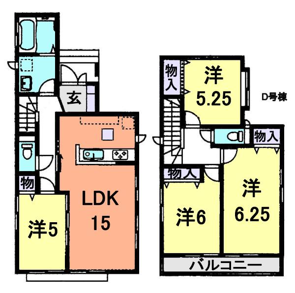 Floor plan. (D Building), Price 31,800,000 yen, 4LDK, Land area 112.15 sq m , Building area 94.39 sq m