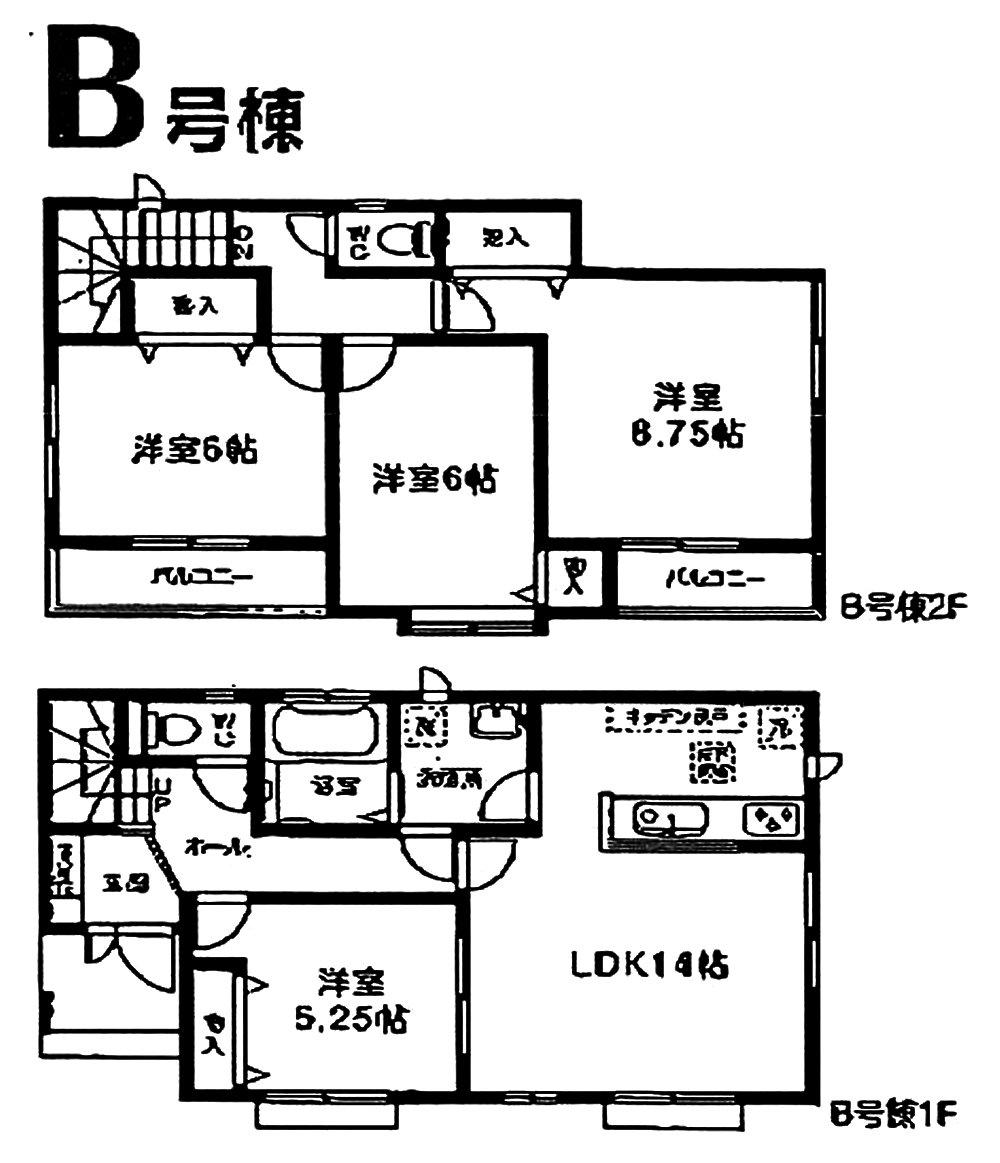 Floor plan. (B Building), Price 29,800,000 yen, 4LDK, Land area 124.69 sq m , Building area 96.46 sq m