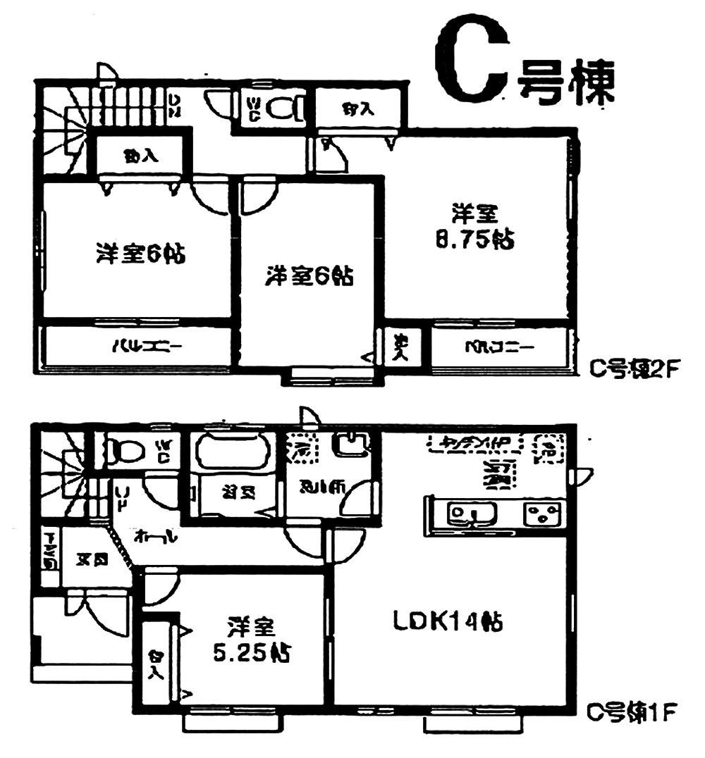 Floor plan. (C Building), Price 29,800,000 yen, 4LDK, Land area 124.77 sq m , Building area 96.46 sq m