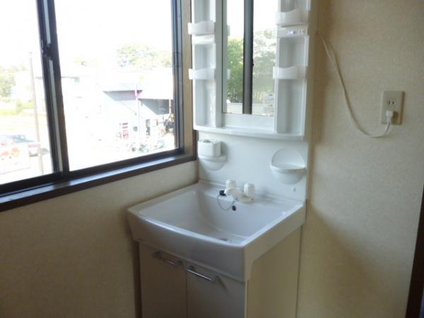 Wash basin, toilet. Second floor bathroom vanity