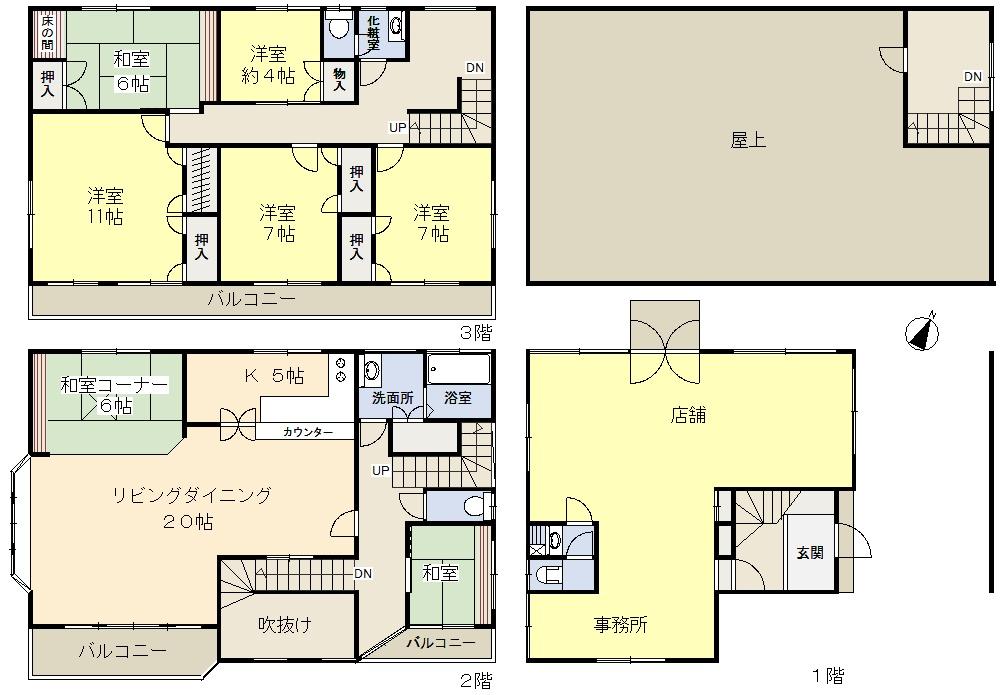 Floor plan. 64,800,000 yen, 7LDK, Land area 358.11 sq m , Building area 228.5 sq m