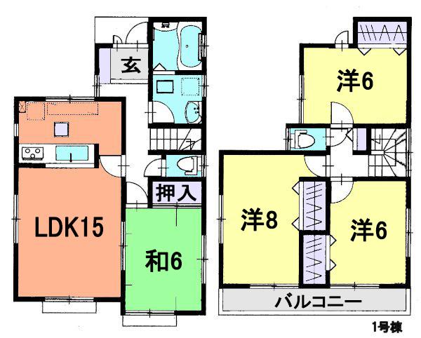 Floor plan. (1 Building), Price 27,800,000 yen, 4LDK, Land area 121.17 sq m , Building area 97.29 sq m