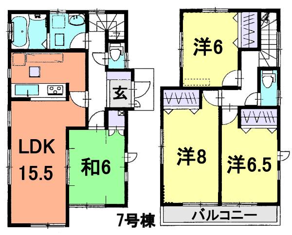 Floor plan. (7 Building), Price 29,800,000 yen, 4LDK, Land area 120.86 sq m , Building area 99.17 sq m