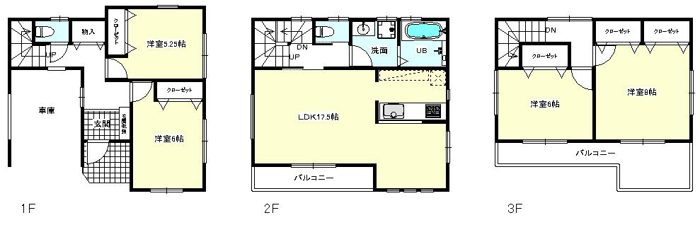 Floor plan. (B Building), Price 36,800,000 yen, 3LDK+S, Land area 90.39 sq m , Building area 120.06 sq m