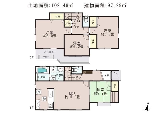 Floor plan. 32,800,000 yen, 4LDK, Land area 102.48 sq m , Building area 97.29 sq m