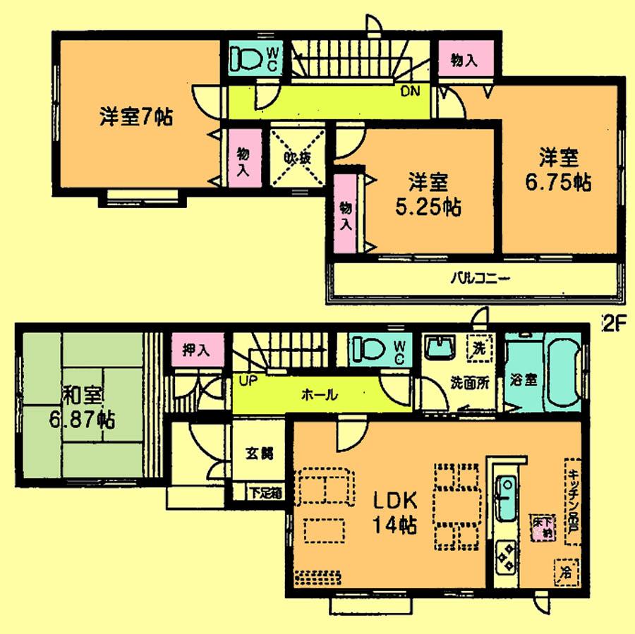 Floor plan. Price 26,800,000 yen, 4LDK, Land area 102.55 sq m , Building area 95.84 sq m