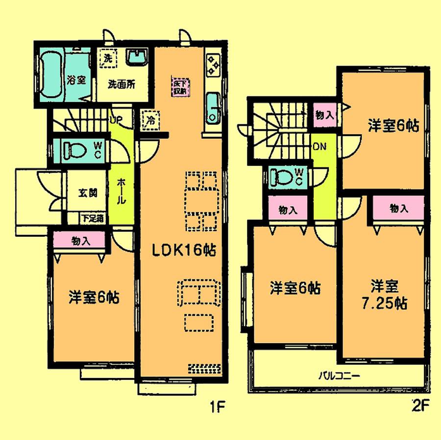 Floor plan. Price 27.5 million yen, 4LDK, Land area 110.01 sq m , Building area 96.05 sq m