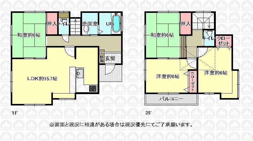 Floor plan. 23.8 million yen, 4LDK, Land area 100.67 sq m , Building area 94.81 sq m 4LDK, LDK15.7 Pledgeese-style room 2 rooms (each 6-mat), Face-to-face kitchen, Grenier