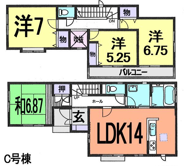 Floor plan. (C Building), Price 26,800,000 yen, 4LDK, Land area 102.55 sq m , Building area 95.84 sq m