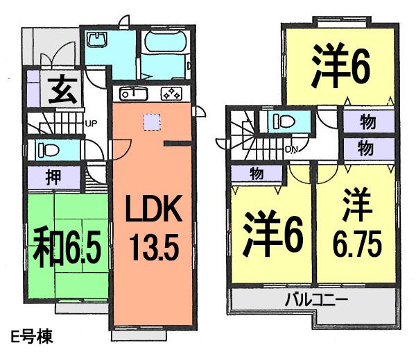 Floor plan. (E Building), Price 27.3 million yen, 4LDK, Land area 93.44 sq m , Building area 91.91 sq m