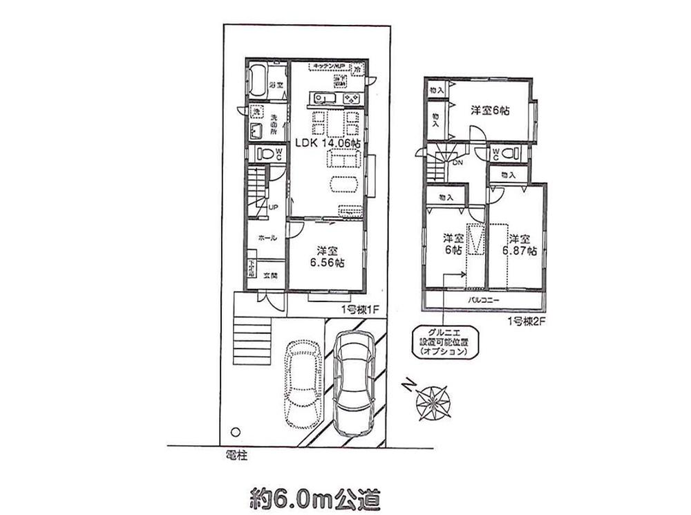 Floor plan. 32,800,000 yen, 4LDK, Land area 107 sq m , It is a building area of ​​96.88 sq m parallel parking two possible grounds