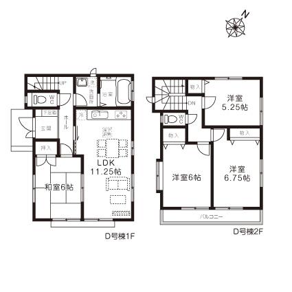 Floor plan. (D Building), Price 23.8 million yen, 4LDK, Land area 110 sq m , Building area 86.11 sq m