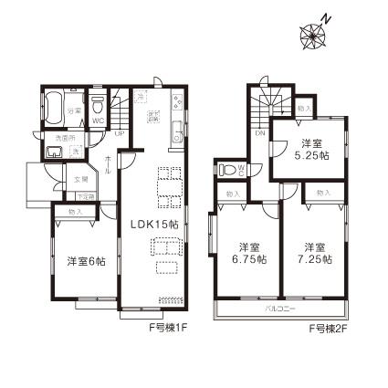 Floor plan. (F Building), Price 27,800,000 yen, 4LDK, Land area 103.88 sq m , Building area 94.6 sq m