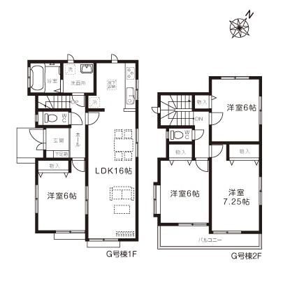 Floor plan. (G Building), Price 28,300,000 yen, 4LDK, Land area 110.01 sq m , Building area 96.05 sq m