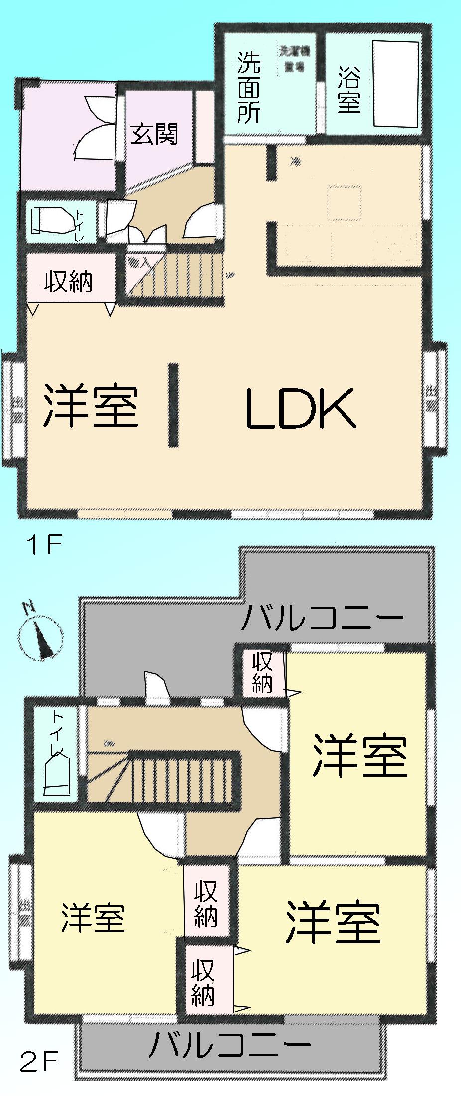 Floor plan. 24 million yen, 3LDK, Land area 108.54 sq m , Building area 96.05 sq m
