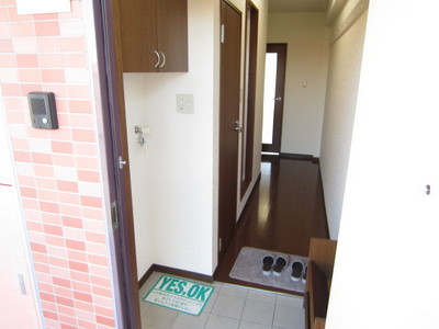 Entrance. There is a washing machine storage room