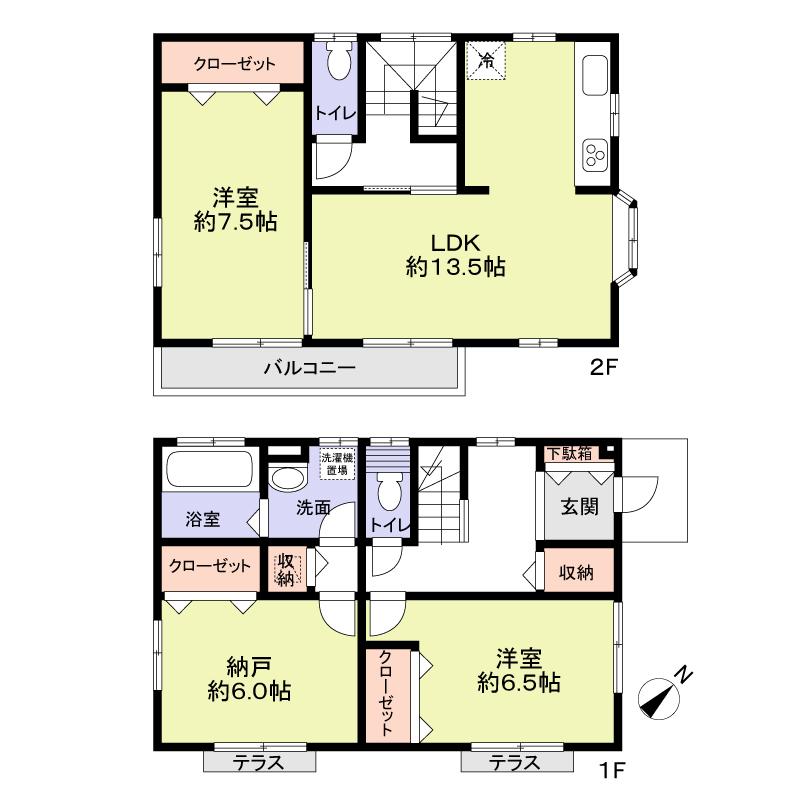 Floor plan. 22 million yen, 2LDK + S (storeroom), Land area 102.36 sq m , Building area 89.42 sq m