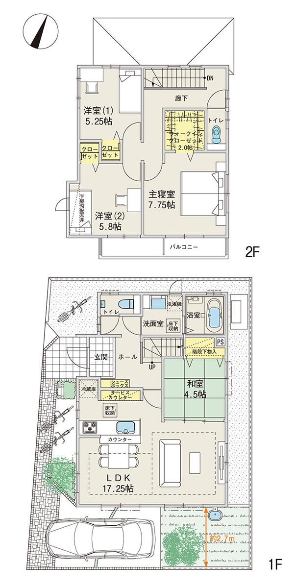 Floor plan.  [No. 3 place] So we have drawn on the basis of the Plan view] drawings, Plan and the outer structure ・ Planting, etc., It may actually differ slightly from. Also, car ・ bicycle ・ Consumer electronics ・ furniture ・ Furniture etc. are not included in the price. 