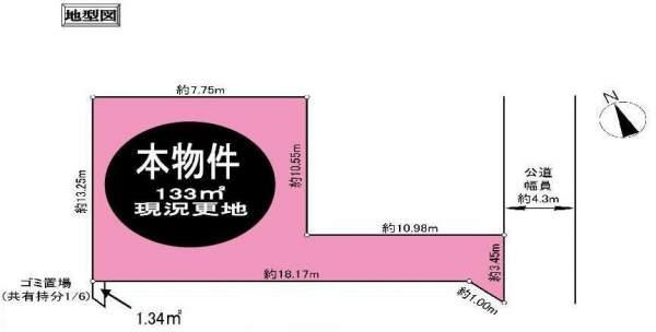 Compartment figure. Land price 19,800,000 yen, Land area 133 sq m