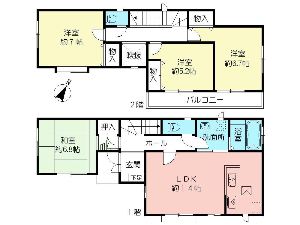 Floor plan. (C Building), Price 26,800,000 yen, 4LDK, Land area 102.55 sq m , Building area 95.84 sq m