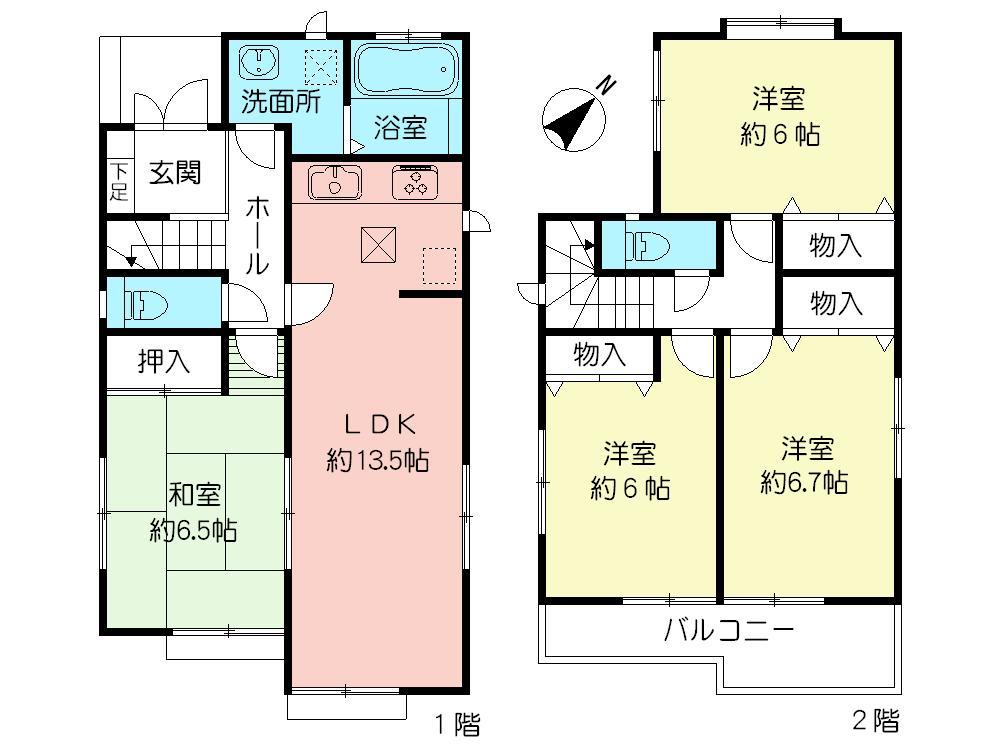 Floor plan. (E Building), Price 27.3 million yen, 4LDK, Land area 93.44 sq m , Building area 91.91 sq m