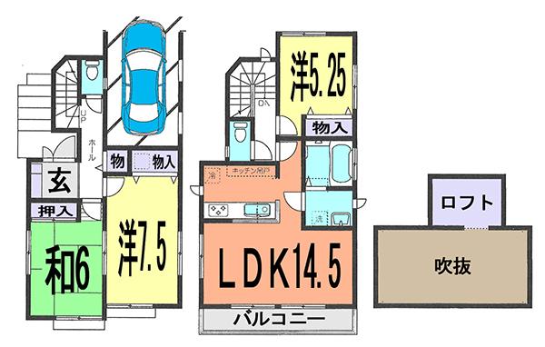 Floor plan. 34,500,000 yen, 3LDK, Land area 80.7 sq m , Building area 92.74 sq m