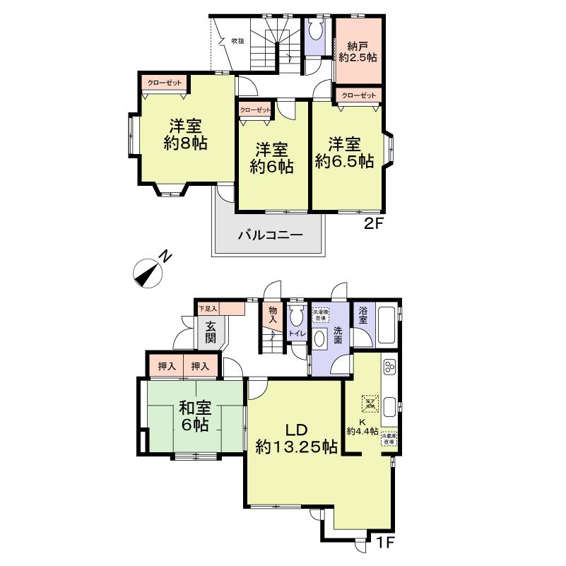 Floor plan. 26,900,000 yen, 4LDK + S (storeroom), Land area 132.59 sq m , Building area 106.92 sq m