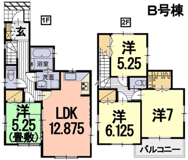 Floor plan. (B Building), Price 26,400,000 yen, 4LDK, Land area 106.03 sq m , Building area 90.04 sq m
