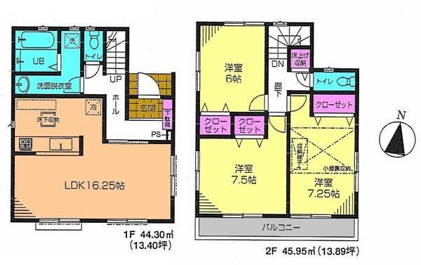 Floor plan. 28,900,000 yen, 3LDK, Land area 90.63 sq m , Building area 90.25 sq m