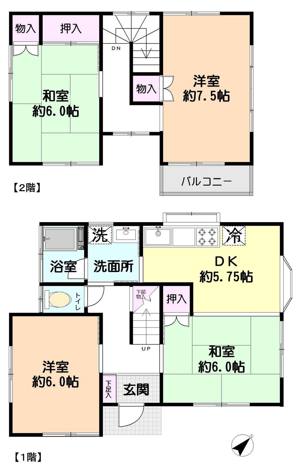Floor plan. 12.8 million yen, 4DK, Land area 109.19 sq m , Building area 76.17 sq m