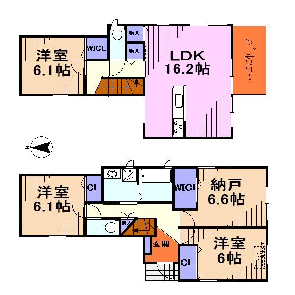 Floor plan. 25,800,000 yen, 3LDK + S (storeroom), Land area 100.09 sq m , Building area 102.88 sq m floor plan