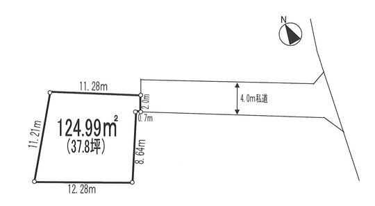 Compartment figure. Land price 14.5 million yen, Land area 124.99 sq m