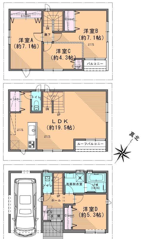 Floor plan. 36,005,000 yen, 4LDK, Land area 57.64 sq m , Building area 118.65 sq m