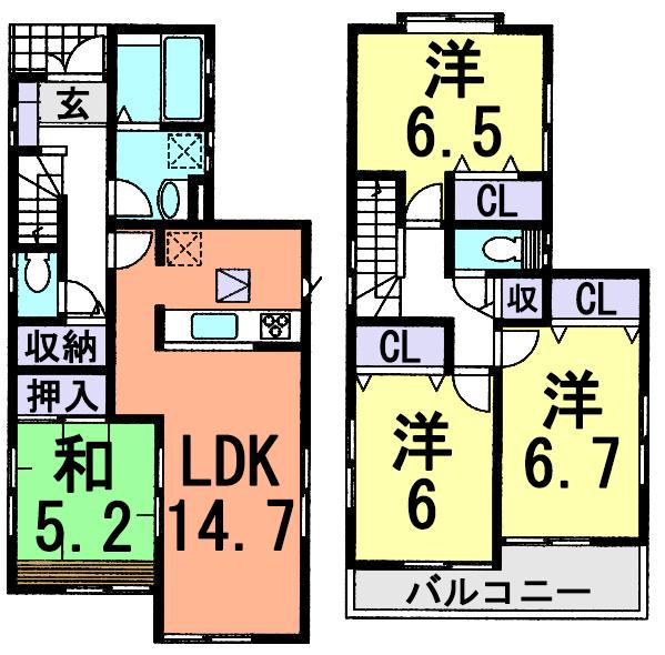 Floor plan. 34,800,000 yen, 4LDK, Land area 104.83 sq m , All room storage space glad also to building area 96.47 sq m children's room