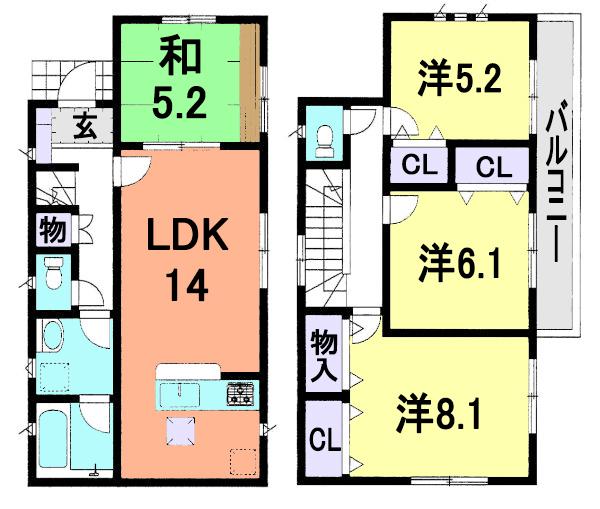 Floor plan. 26,800,000 yen, 4LDK, Land area 115.87 sq m , Building area 91.52 sq m 1 Building