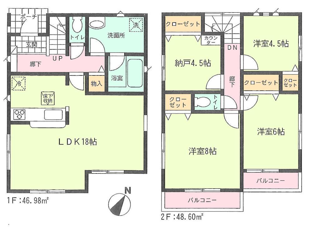 Floor plan. 28.8 million yen, 3LDK + S (storeroom), Land area 110.04 sq m , Building area 95.58 sq m