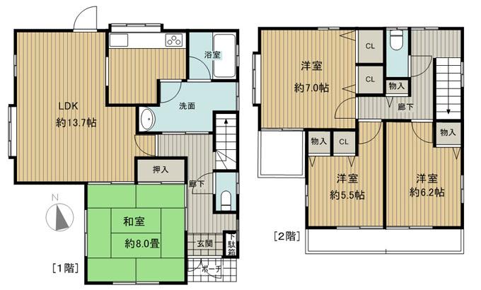 Floor plan. 19,400,000 yen, 4LDK, Land area 101.17 sq m , Building area 97.71 sq m 4LDK