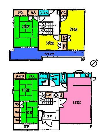 Floor plan. 28.8 million yen, 5LDK, Land area 207.8 sq m , Building area 154.97 sq m