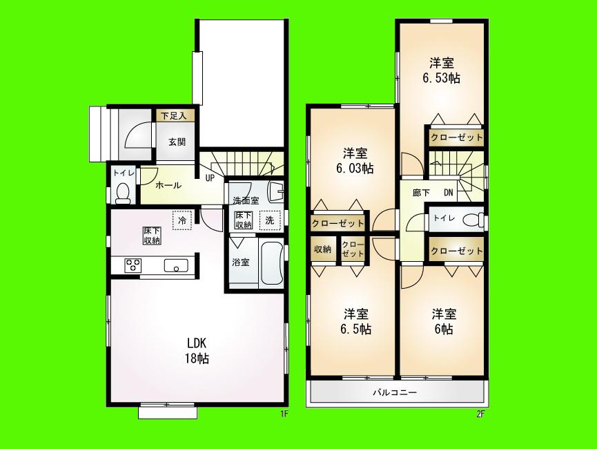 Floor plan. Price 27,800,000 yen, 4LDK, Land area 101.24 sq m , Building area 111.78 sq m