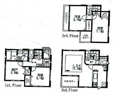 Floor plan. 38,300,000 yen, 3LDK + S (storeroom), Land area 78.8 sq m , Building area 104.95 sq m floor plan