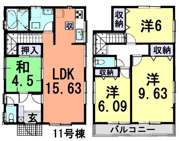 Floor plan. (11 Building), Price 31,800,000 yen, 4LDK, Land area 100.1 sq m , Building area 99.78 sq m