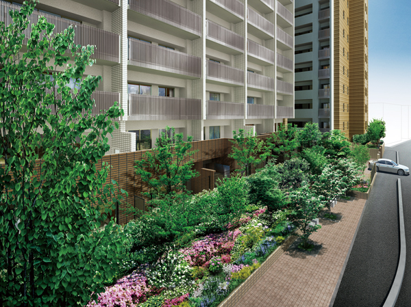 Features of the building.  [Exterior - Rendering] It arranged a rich planting throughout the site, We contribute to urban development of moisture.