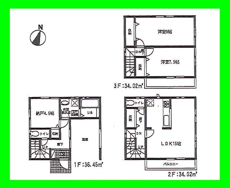 Floor plan. (Building 2), Price 27,800,000 yen, 2LDK+S, Land area 57.8 sq m , Building area 104.49 sq m