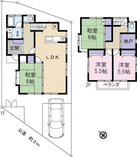 Floor plan. 17.8 million yen, 4LDK, Land area 112.41 sq m , Building area 94.19 sq m