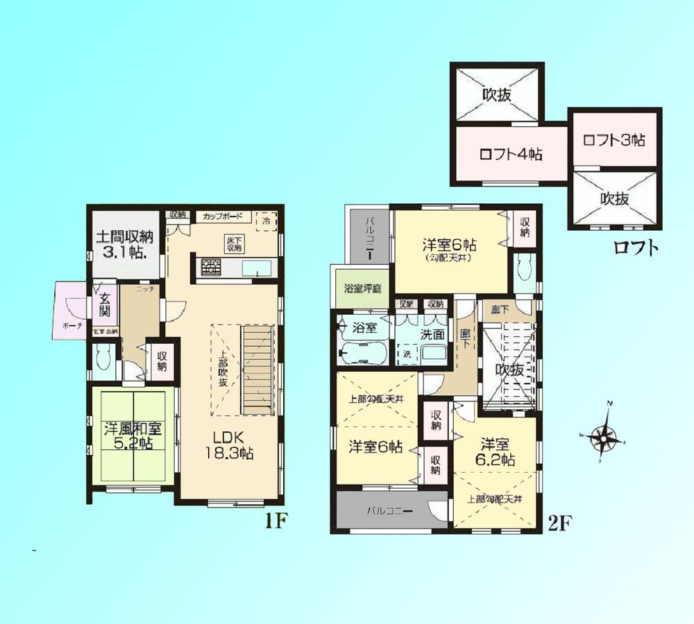 Floor plan. 42,800,000 yen, 4LDK + S (storeroom), Land area 100.06 sq m , Building area 100.6 sq m