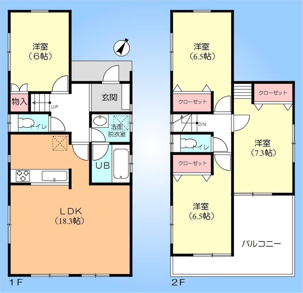 Floor plan. (E Building), Price 32,800,000 yen, 4LDK, Land area 114.61 sq m , Building area 99.36 sq m
