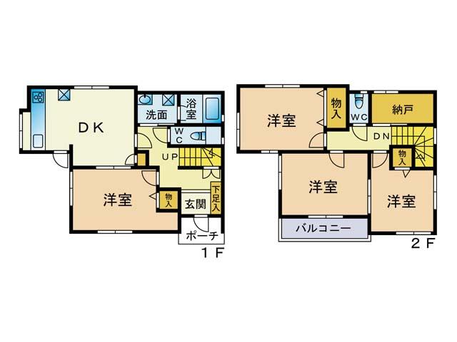 Floor plan. 24,800,000 yen, 4DK + S (storeroom), Land area 73.59 sq m , Building area 82.86 sq m