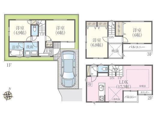 Floor plan. 37,800,000 yen, 4LDK, Land area 63.81 sq m , Building area 93.54 sq m